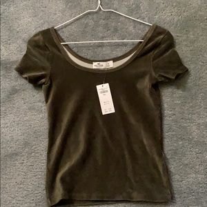 Army Green Velvet Top